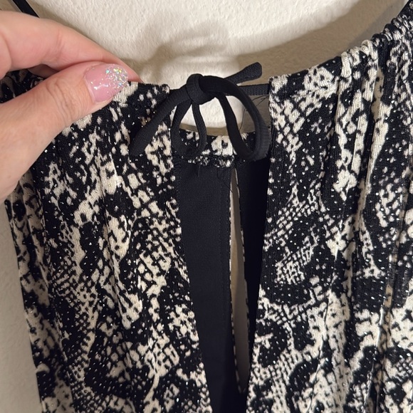 Vintage Alex Evenings Sparkle Snakeskin Print Keyhole Maxi Dress Size 12 - Picture 5 of 6